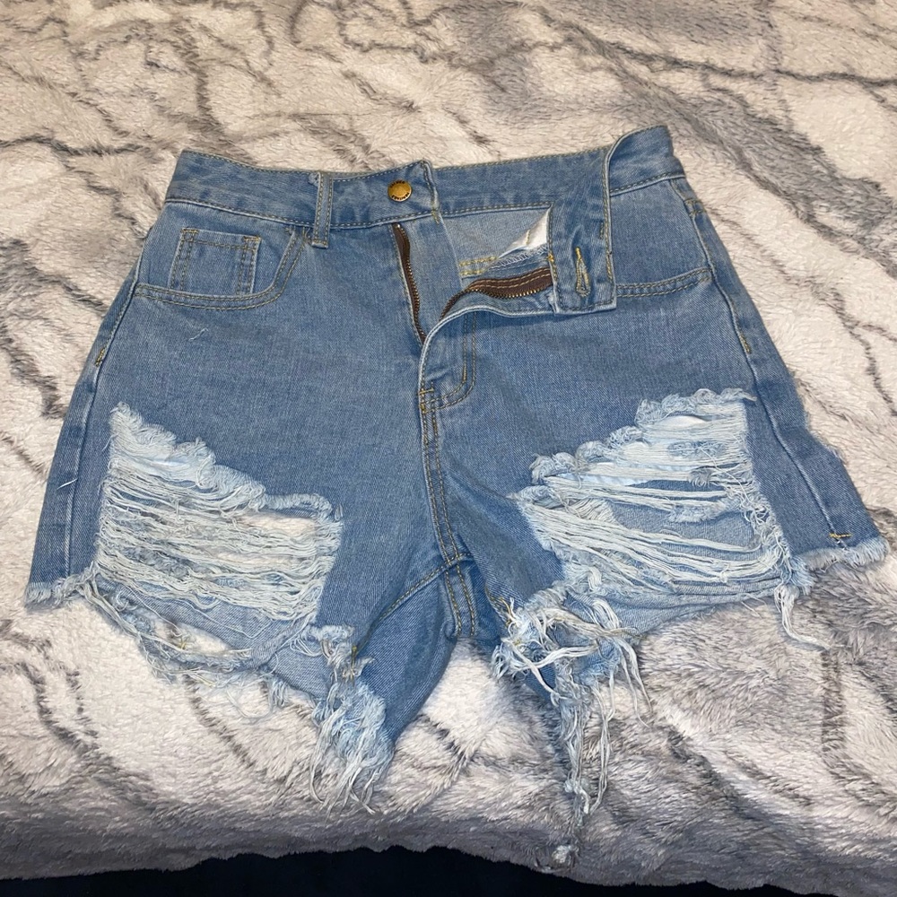 Distressed Denim Shorts